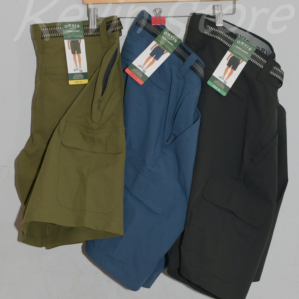 3 pairs of shorts GREEN,BLUE,BLACK  - Orvis Men’s Cargo‎ with belt ShortS